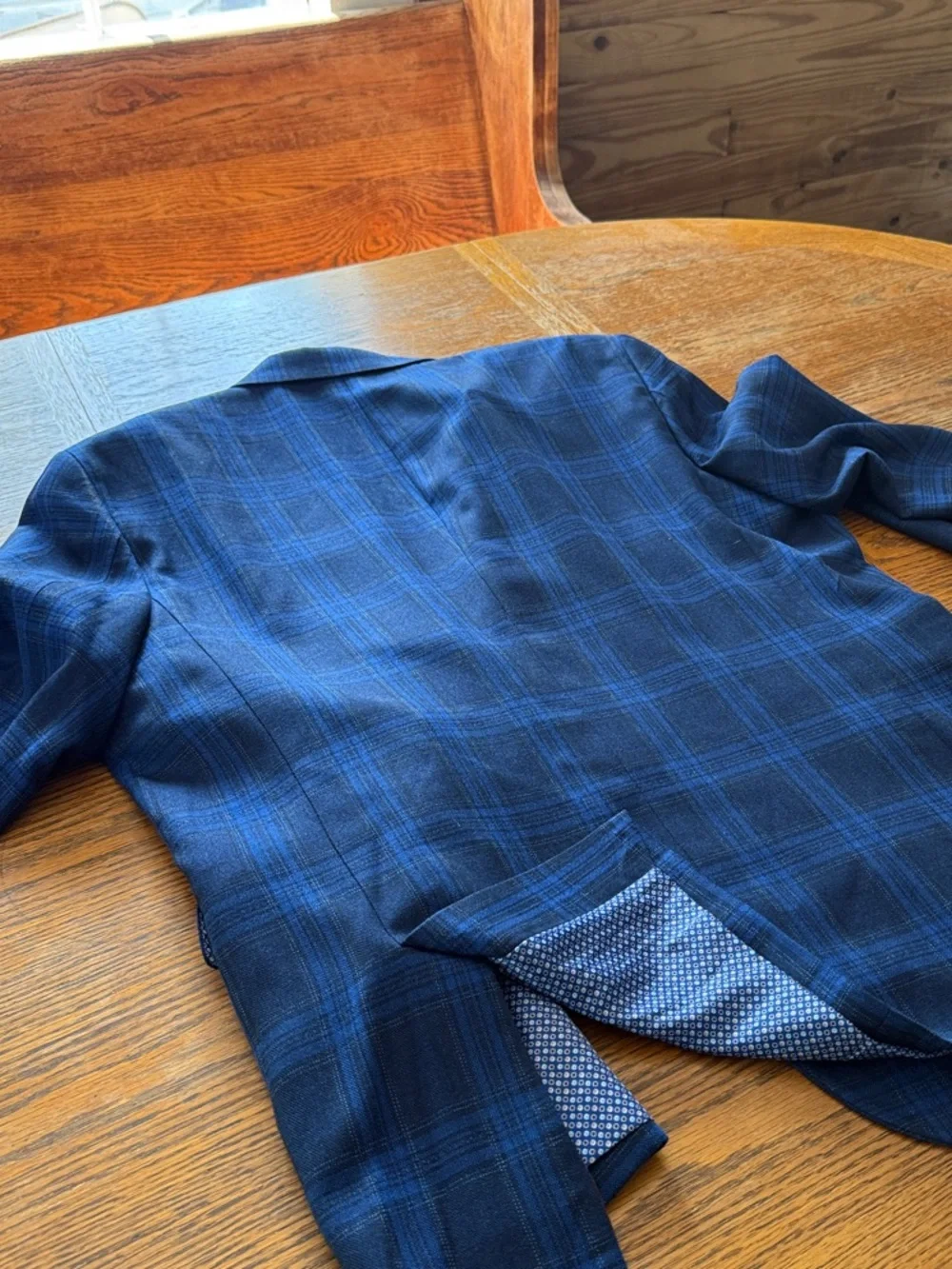 Johnston & Murphy Navy and Royal Blue Plaid Sport Coat